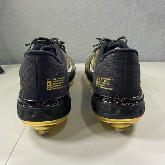 Nike Alpha Huarache Elite 3 Low “Black Gold” Men’s Size 12.5 Baseball Cleats - Picture 7 of 8